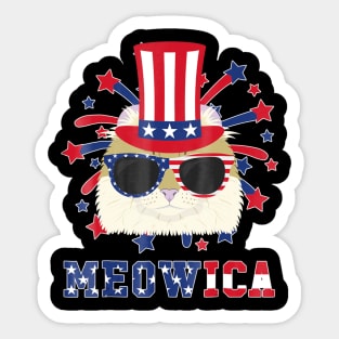 Meowica - American Curl Cat 4th Of July Sticker